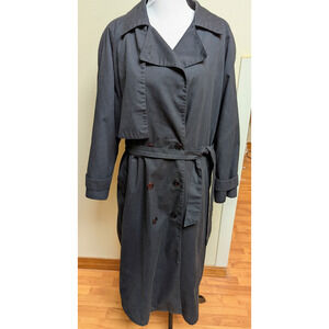 Jacqueline Ferrar Black Trench Coat | Double Breasted Belted | Women’s Size 16W